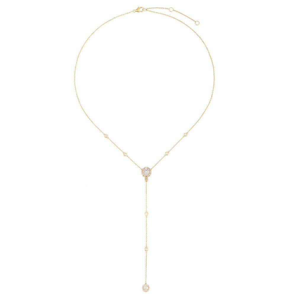 Baguette Diamond & 14K Yellow Gold Lariat Necklace. 14K Yellow Gold weight: 6.65 grams Diamond: 0.36 ct Diamond: 0.26 ct
