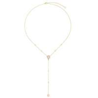 Baguette Diamond & 14K Yellow Gold Lariat Necklace. 14K Yellow Gold weight: 6.65 grams Diamond: 0.36 ct Diamond: 0.26 ct