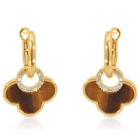 Set Tigers Eye & Diamond Pendant Necklace & Earrings