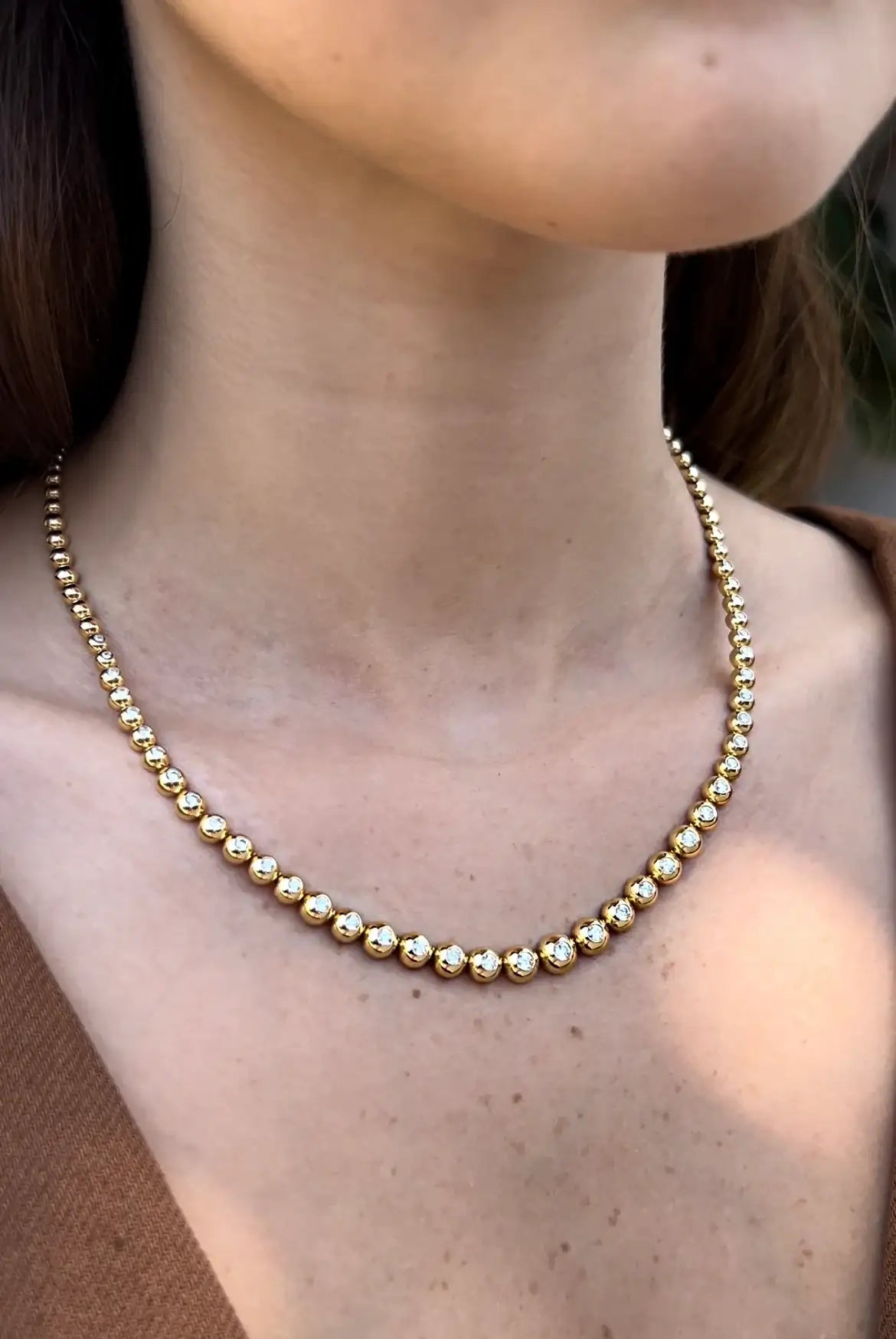 Collar de diamantes con oro Amarillo de 14 quilates