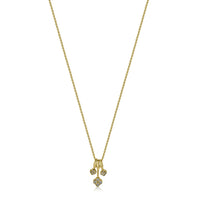 Collar de tres flores de diamantes con oro amarillo de 14 quilates