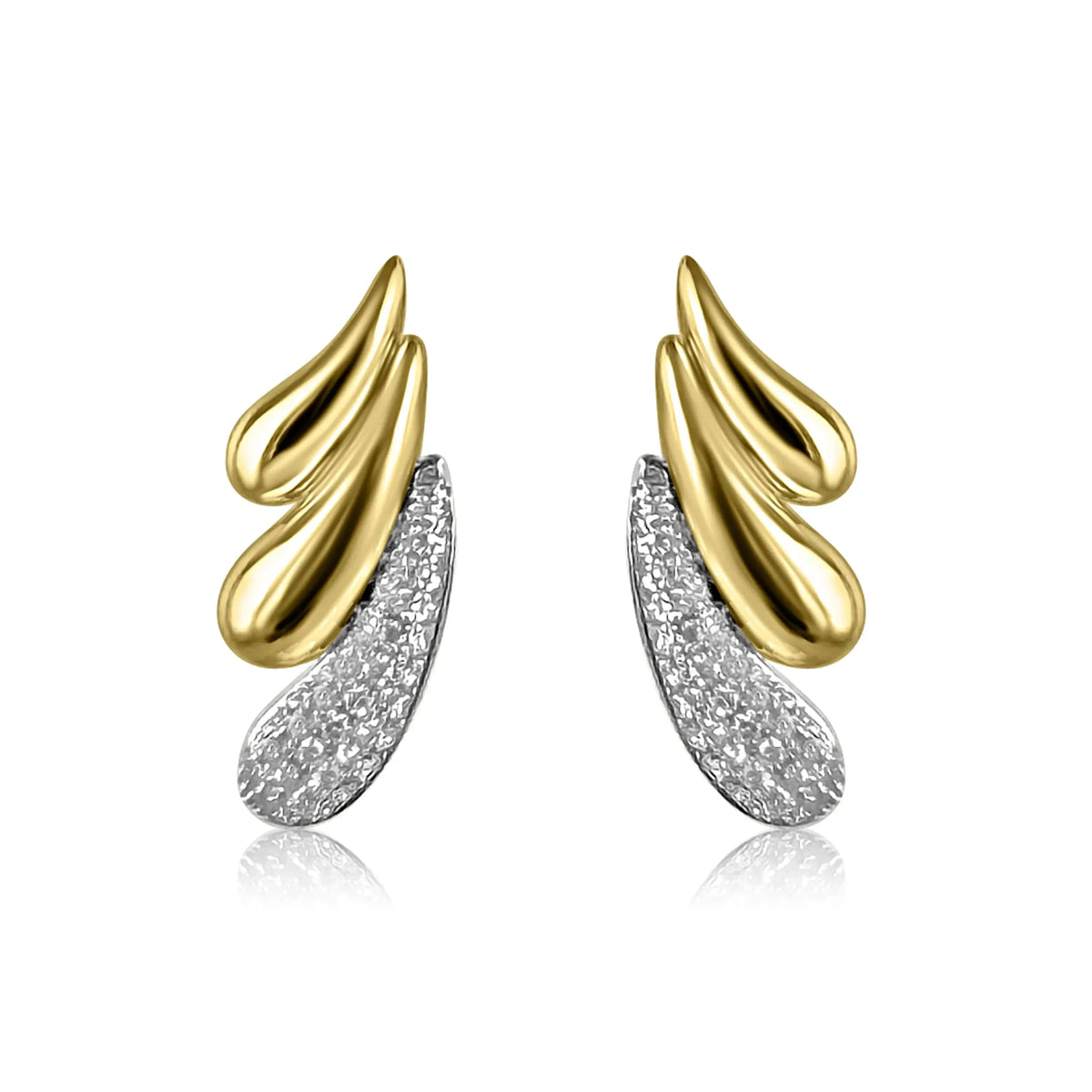 Aretes con tres gotas de 14k oro y diamantes