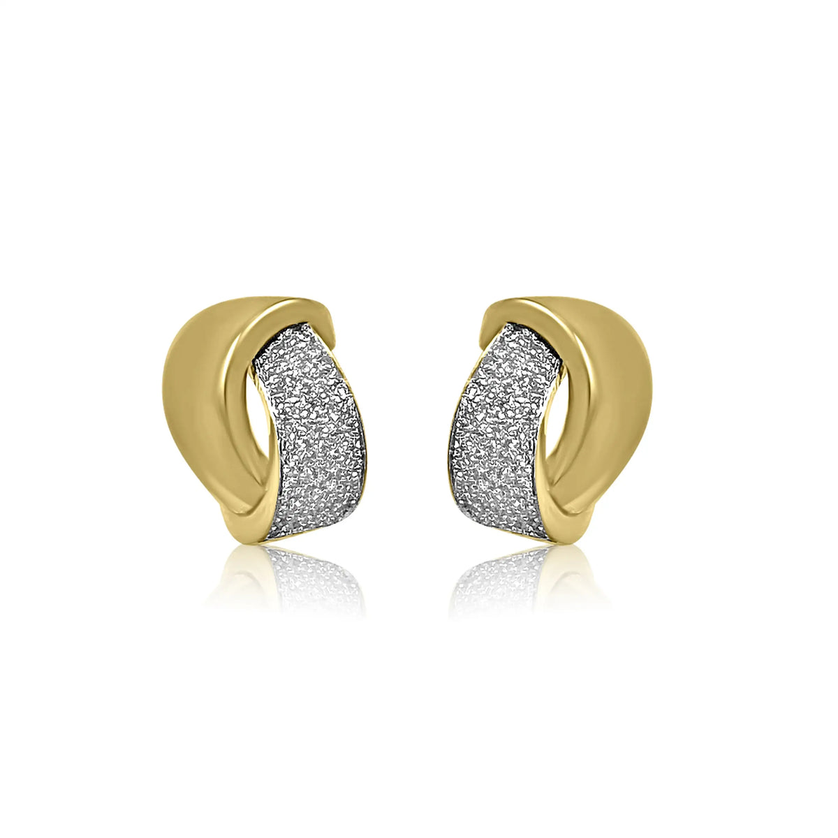 14K Yellow & White Double Curved Huggies Earrings