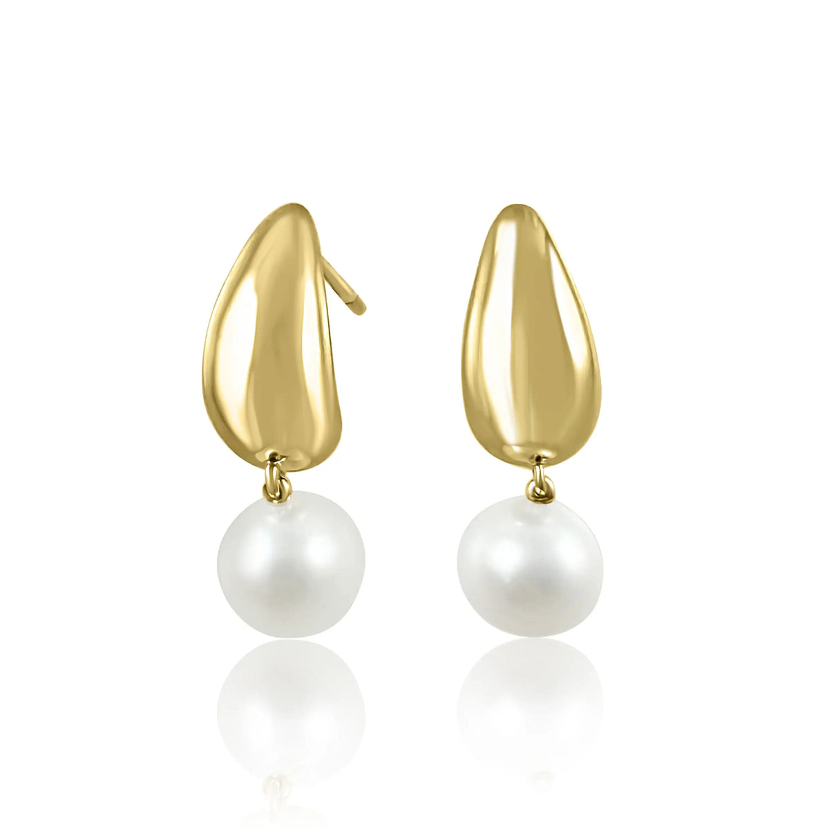 14K Yellow Gold & Pearl Teardrop Earrings