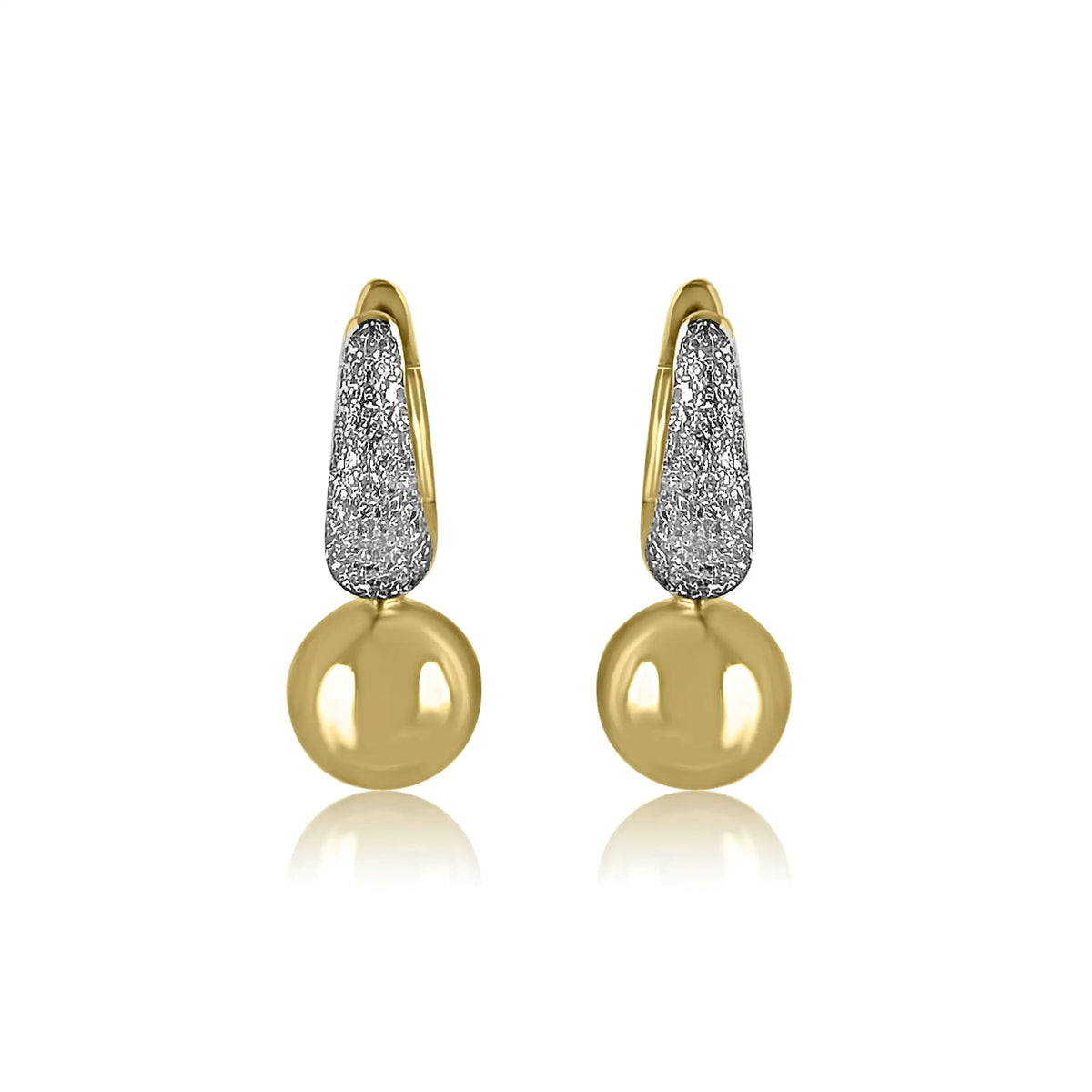 14K Yellow & White Gold with Diamond Teardrop Earrings