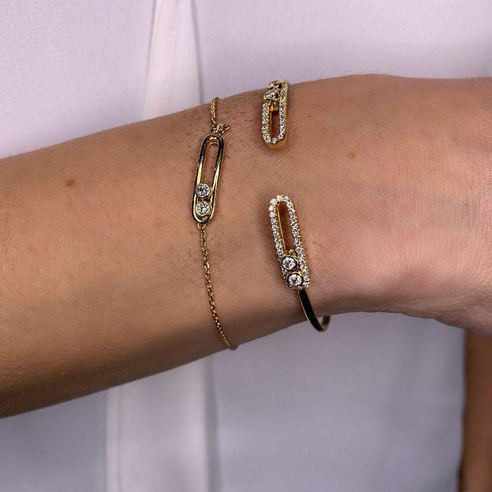Moving Diamond Circle with Chain Bracelet.