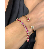 Oval Ruby & Baguette Diamond Bracelets