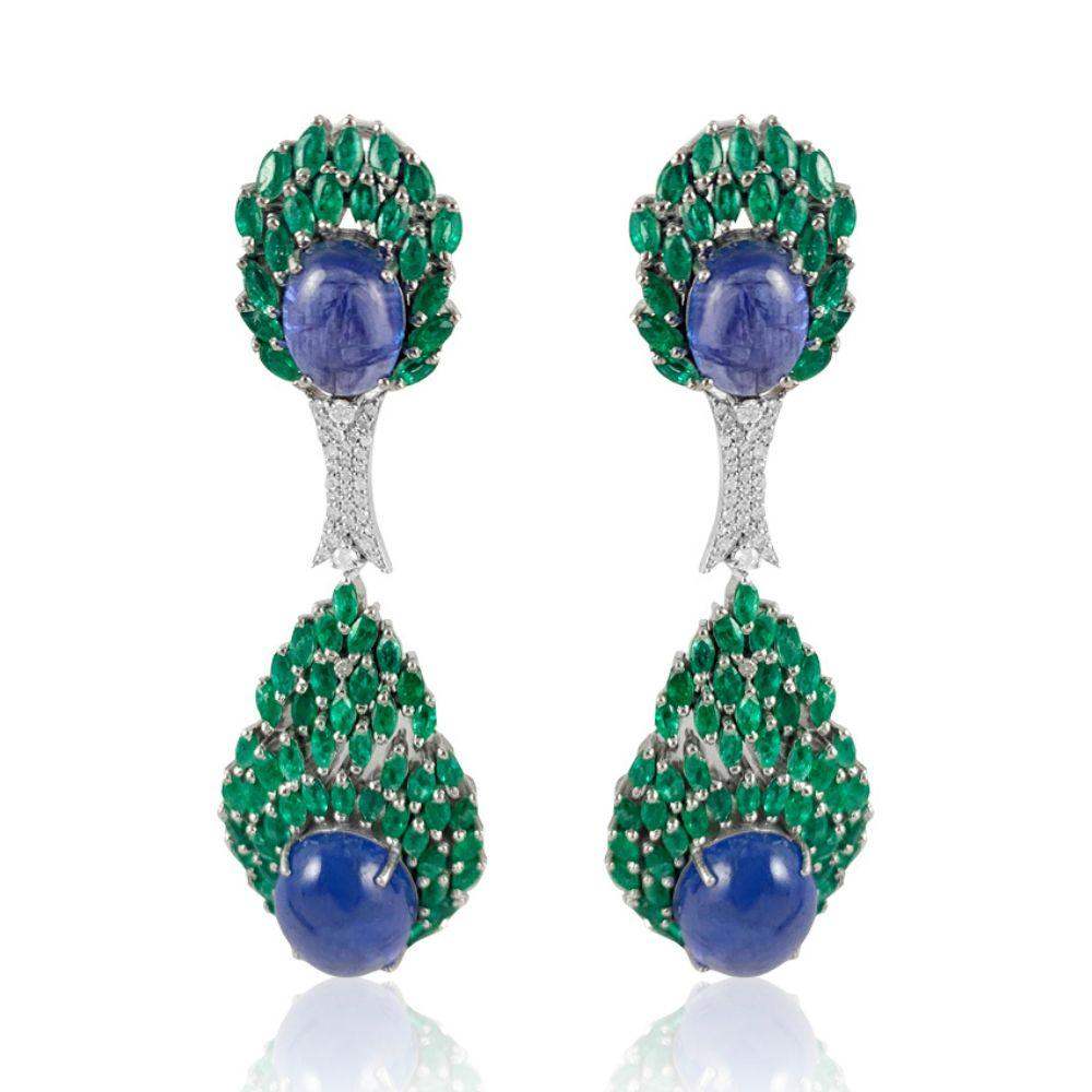 Tanzanite Cabochon Emerald Marquise Peacock Earrings, Fine jewelry, near me in San Diego, Earrings 14K Yellow Gold, 18k Gold, custom-made jewelry, jewelry store near me in San Diego, pearls, rubi, sapphire, emerald, gold earrings for women, New York, Misisipi, California, Florida, Georgia, Hermosillo, Monterrey, Carolina del Sur, Connecticut, Texas, Maryland, Alabama, Carolina del Norte, Adriana Fine Jewelry Online Shop, Buy gemstones, permanent jewelry in San Diego