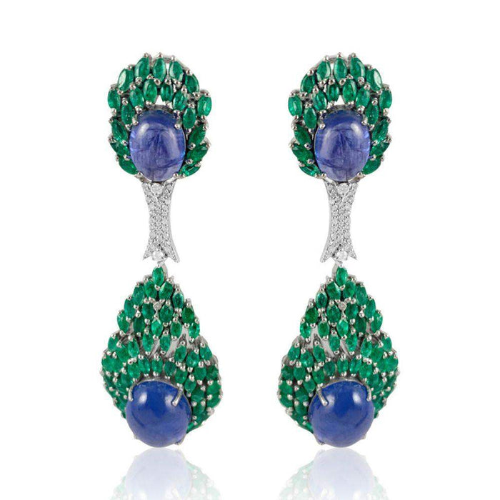 Tanzanite Cabochon Emerald Marquise Peacock Earrings, Fine jewelry, near me in San Diego, Earrings 14K Yellow Gold, 18k Gold, custom-made jewelry, jewelry store near me in San Diego, pearls, rubi, sapphire, emerald, gold earrings for women, New York, Misisipi, California, Florida, Georgia, Hermosillo, Monterrey, Carolina del Sur, Connecticut, Texas, Maryland, Alabama, Carolina del Norte, Adriana Fine Jewelry Online Shop, Buy gemstones, permanent jewelry in San Diego
