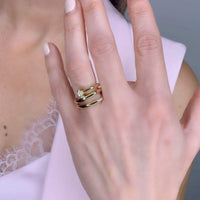 Twisted End Diamond in 14K Yellow Gold Rings. Elegant and Modern for everyday.