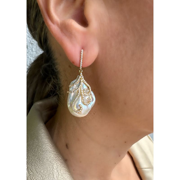 Baroque Pearl & Diamonds Earrings