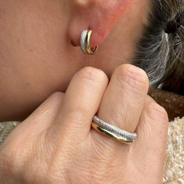 14K Yellow Gold & Diamond Two Band Ring