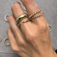 14K Yellow Gold & Diamond Beaded Rings