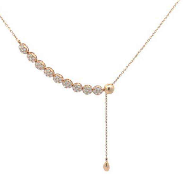 Collar Lariat de Oro Amarillo 14K y Diamantes