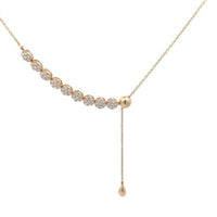 Collar Lariat de Oro Amarillo 14K y Diamantes