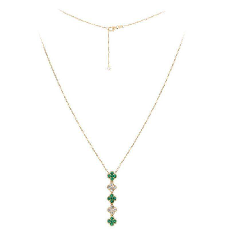 Set Emerald & Diamond Clover Earrings & Necklace