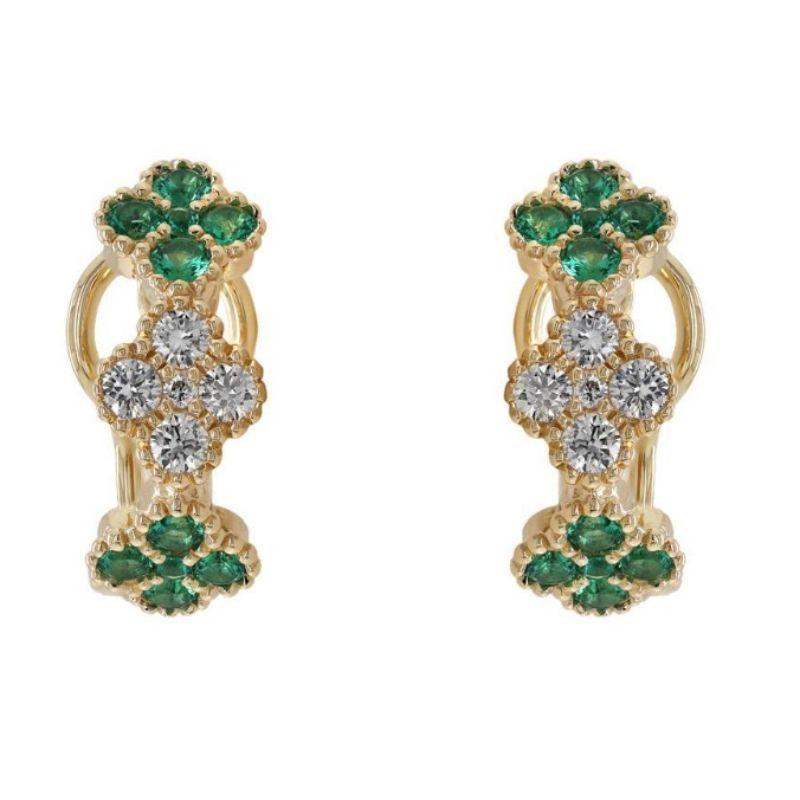 Set Emerald & Diamond Clover Earrings & Necklace