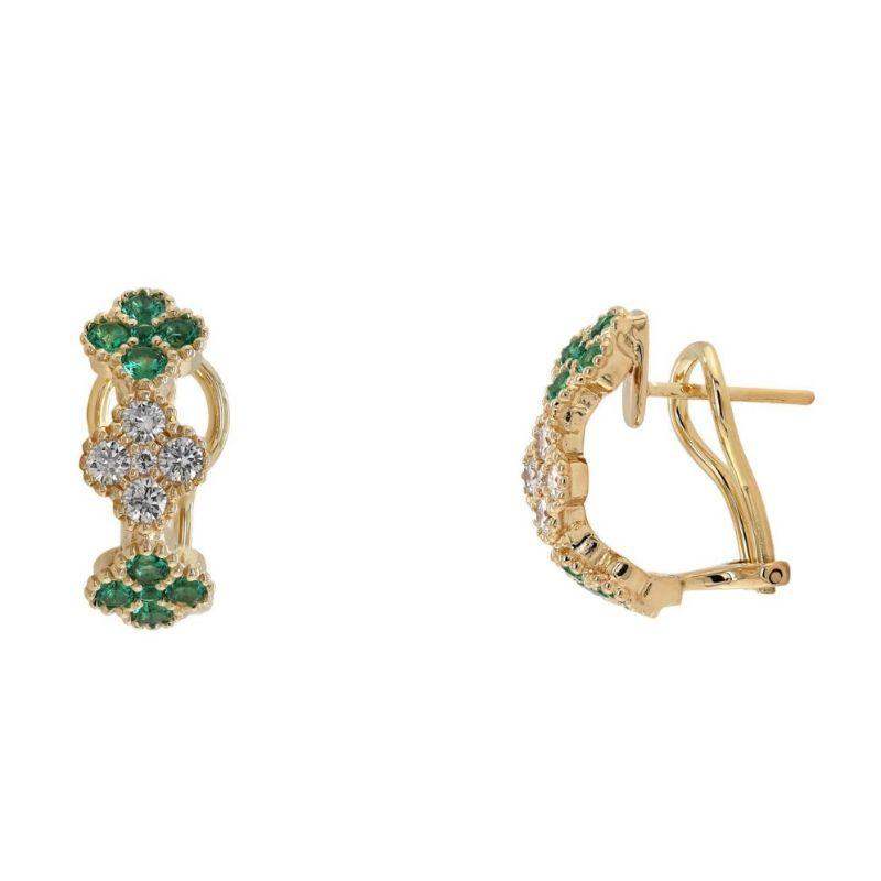 Set Clover Emerald & Diamond Necklace & Earrings