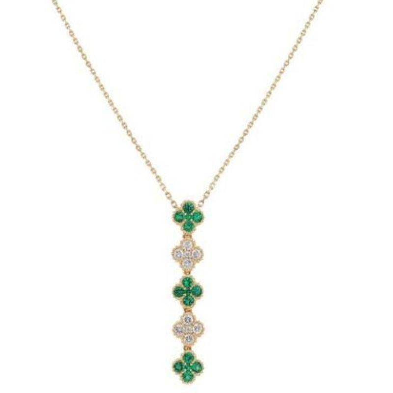 Set Clover Emerald & Diamond Necklace & Earrings