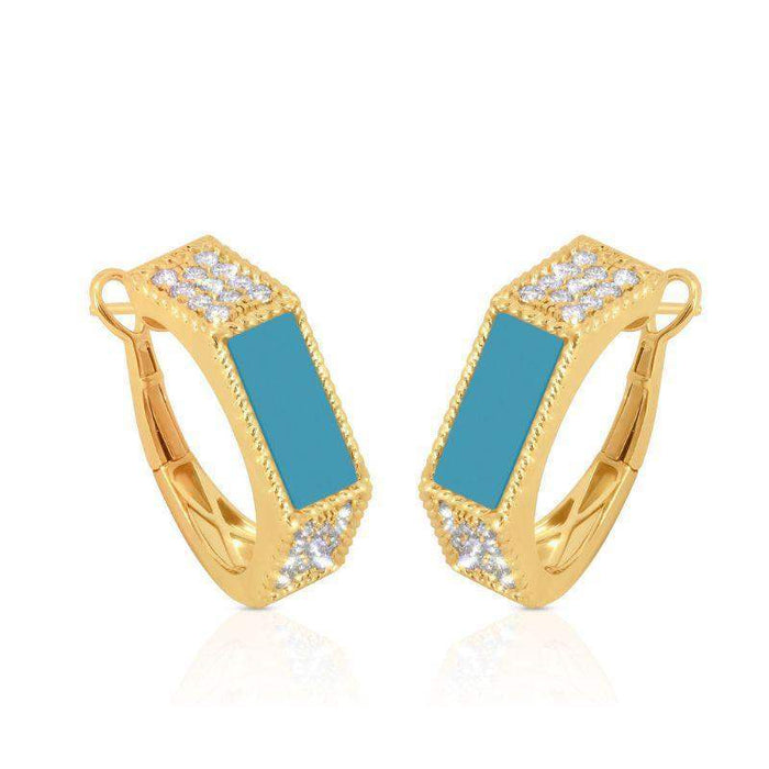 Set Squared Turquoise with Diamond Necklace & Earrings