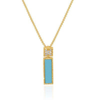 Set Squared Turquoise with Diamond Necklace & Earrings
