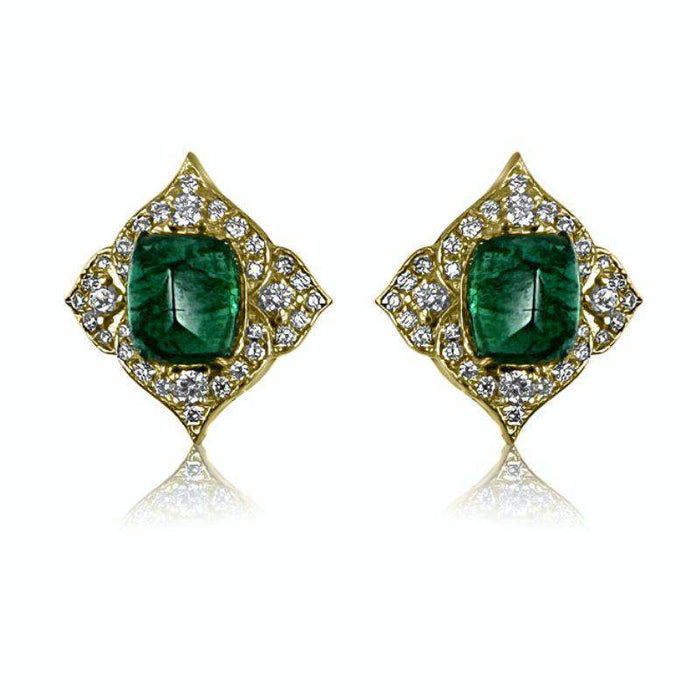 Aretes de esmeralda y diamantes con oro amarillo