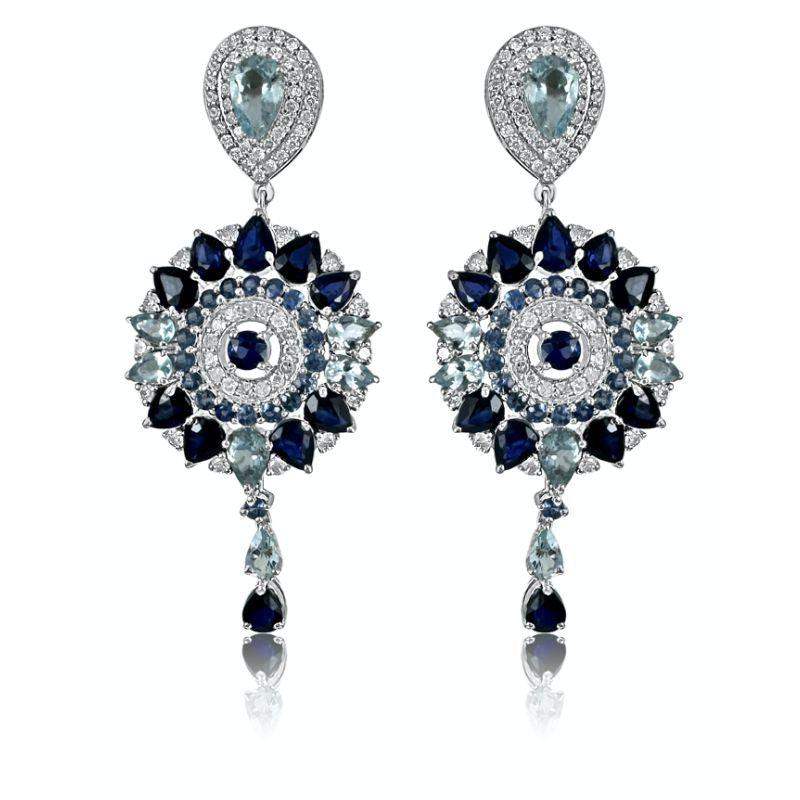 Aretes de aguamarina y diamantes