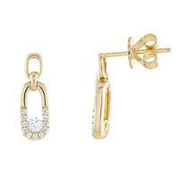 Set Central Diamond on Gold Necklace & Earrings