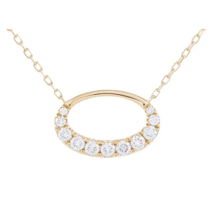 Diamond Oval Pendant with 14K Yellow Gold Necklaces