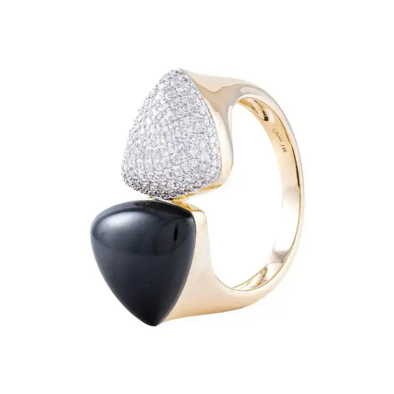 Set Black Onyx & Diamonds Earrings & Ring