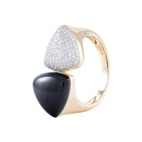 Set Black Onyx & Diamonds Earrings & Ring