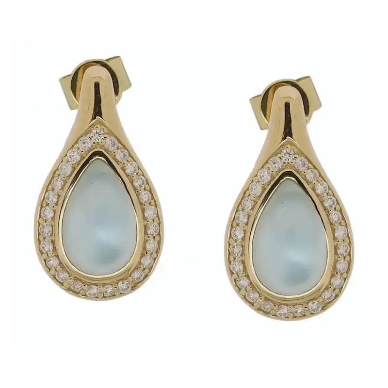 Set Mother of Pearl Teardrop on Yellow Gold Earrings & Ring