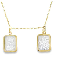 Escapulary Mother of Pearl on 14K Yellow Gold Necklaces