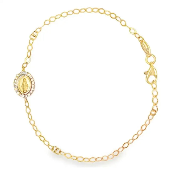 Pulsera de 14k oro amarillo con medalla milagrosa