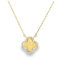 Mini Scapular with Diamond Pendant on 14K Yellow Gold Necklaces