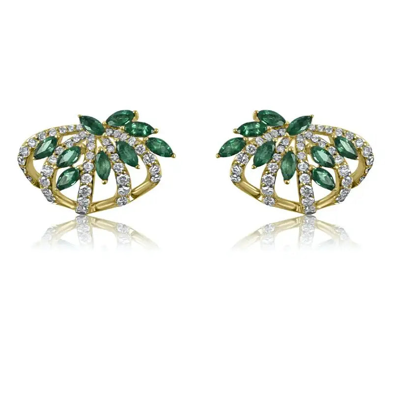 Emerlad & Diamonds Embraced Stud Earrings