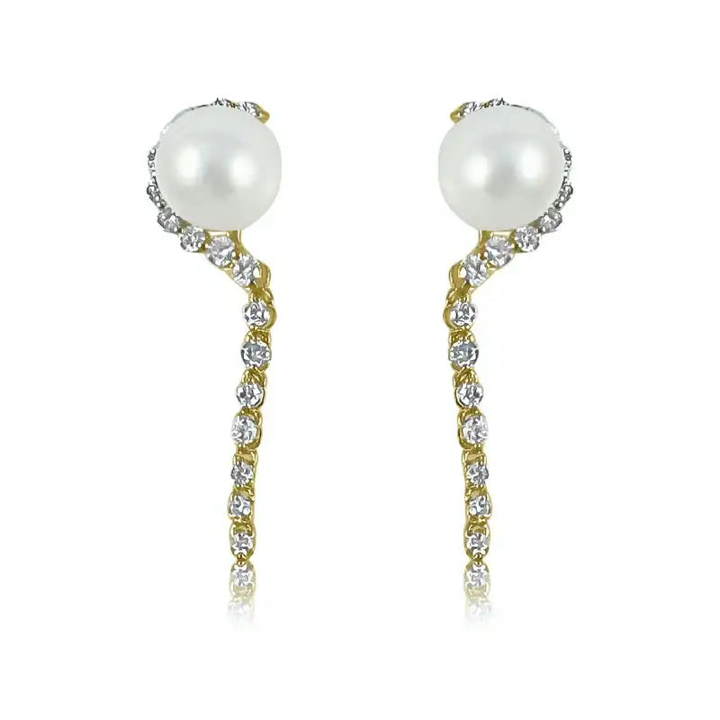 Pearl & Diamond Line Earrings