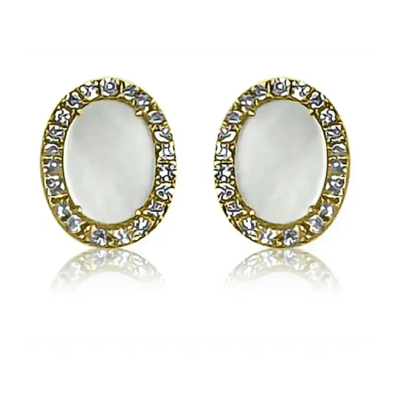 Set Mother of Pearl Oval on Yellow Gold Necklaces & Earrings