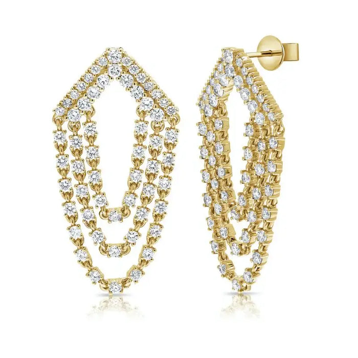 Aretes colgantes de 14k oro amarillo con diamantes