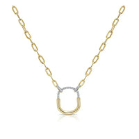 Lock Pendant 14K Yellow Gold & Diamond Paperclip Necklaces