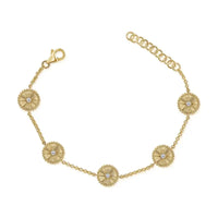 14K Yellow Gold & Diamond Circle Flute Bracelets