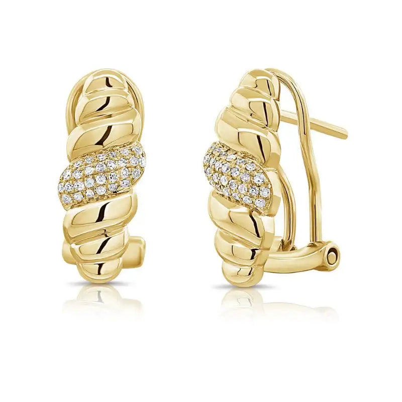 14K Yellow Gold & Diamond Braid Earrings
