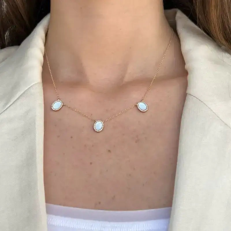 Set Mother of Pearl Oval on Yellow Gold Necklaces & Earrings