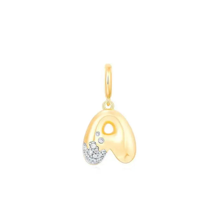 Bubble Letter Gold & Diamond Charm Pendant