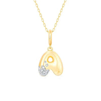 Bubble Letter Gold & Diamond Charm Pendant