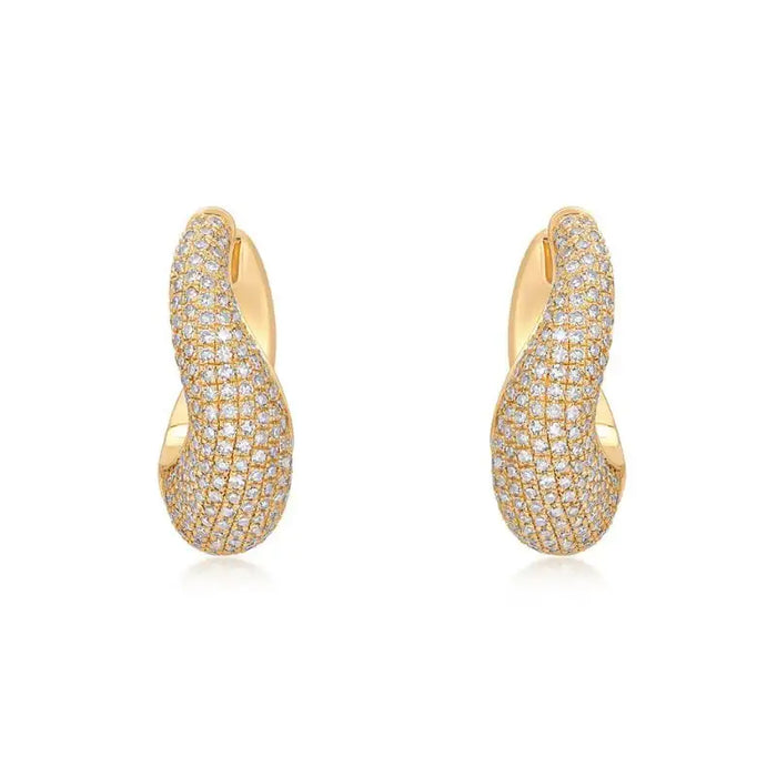 Diamond & Gold Curved Hoop Earrings
