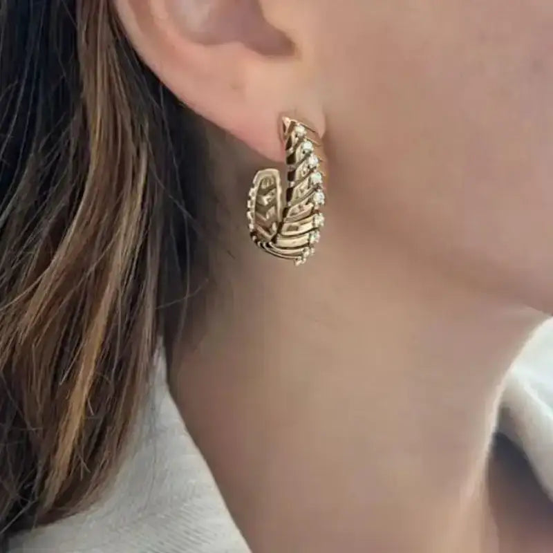 Set Yellow Gold & Diamond Snake Style Earrings & Ring