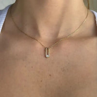 Set Central Diamond on Gold Necklace & Earrings