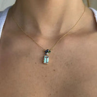 Set Blue Topaz with Tsavorite & Sapphire Flower Necklace & Earrings