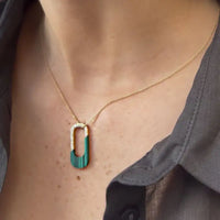 Set Malachite & Diamond Necklace & Earrings
